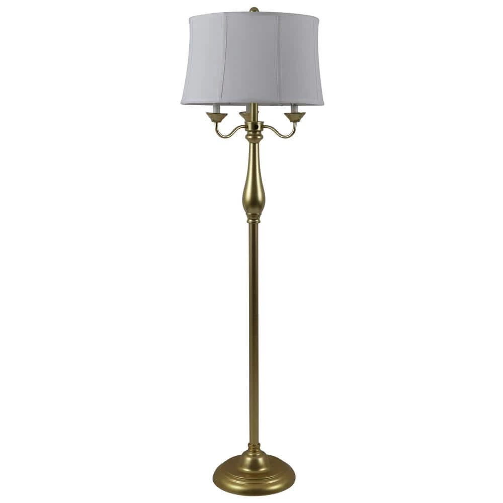 Abigail 63 in. Satin Brass 6-Way Floor Lamp with Shade by Decor Therapy 3 Abigail 63 in. Satin Brass 6-Way Floor Lamp with Shade by Decor Therapy