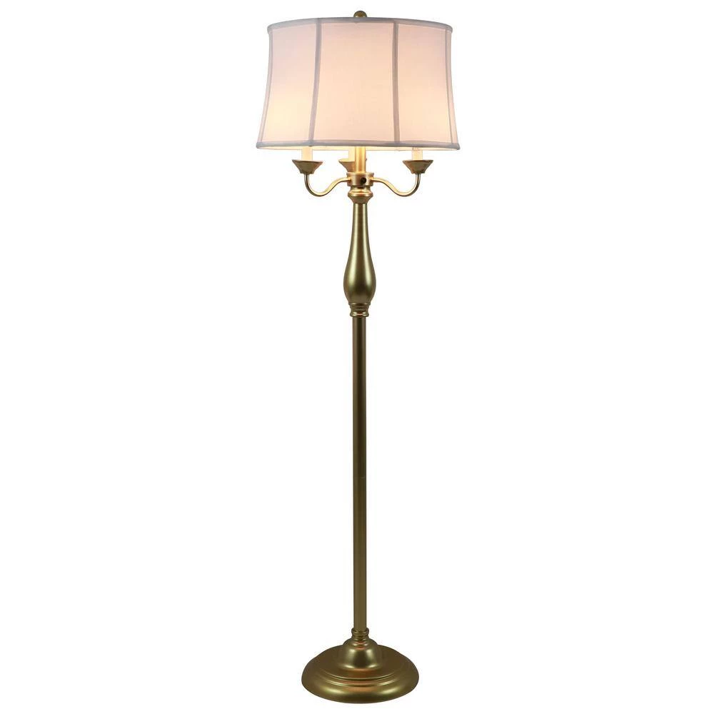 Abigail 63 in. Satin Brass 6-Way Floor Lamp with Shade by Decor Therapy 7 Abigail 63 in. Satin Brass 6-Way Floor Lamp with Shade by Decor Therapy - Image 5