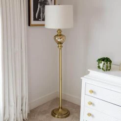 Redmond 63 in. Satin Brass 3-Way Floor Lamp with Shade by Decor Therapy -Decor Therapy Shop satin brass decor therapy floor lamps pl4429 31 1000