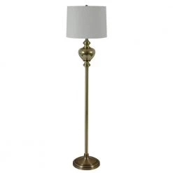 Redmond 63 in. Satin Brass 3-Way Floor Lamp with Shade by Decor Therapy