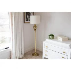 Redmond 63 in. Satin Brass 3-Way Floor Lamp with Shade by Decor Therapy -Decor Therapy Shop satin brass decor therapy floor lamps pl4429 77 1000