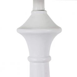 Crossmill 61.25 in. White Baluster Floor Lamp with White Linen Drum Shade by Decor Therapy -Decor Therapy Shop satin white finish decor therapy floor lamps pl4378 44 1000