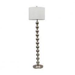 Repeat Stacked Ball 59 in. Brushed Steel Floor Lamp with Faux Silk Shade by Decor Therapy