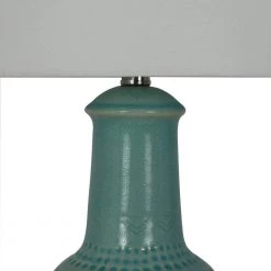 Patterned Ceramic 27.5 in. Green Table Lamp with Linen Shade by Decor Therapy -Decor Therapy Shop soft green glaze decor therapy table lamps tl14117 4f 1000