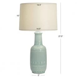 Patterned Ceramic 27.5 in. Green Table Lamp with Linen Shade by Decor Therapy -Decor Therapy Shop soft green glaze decor therapy table lamps tl14117 fa 1000
