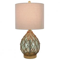 Rayna 23 in. Spa Blue Indoor Table Lamp with Rope Accents by Decor Therapy