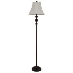 Walter 62 in. Walnut Floor Lamp with Fabric Shade by Decor Therapy