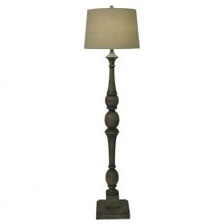 Crossmill 54 in. Warm Gray Floor Lamp with Linen Shade by Decor Therapy