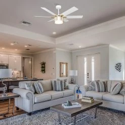 Sennin 52 in. Color Changing Integrated LED Indoor White DC Motor Ceiling Fan with Light Kit and Remote Control by CARRO -Decor Therapy Shop white carro ceiling fans with lights hdc526c l12 w1 1g 31 1000