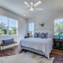 Sennin 52 in. Color Changing Integrated LED Indoor White DC Motor Ceiling Fan with Light Kit and Remote Control by CARRO -Decor Therapy Shop white carro ceiling fans with lights hdc526c l12 w1 1g 76 1000