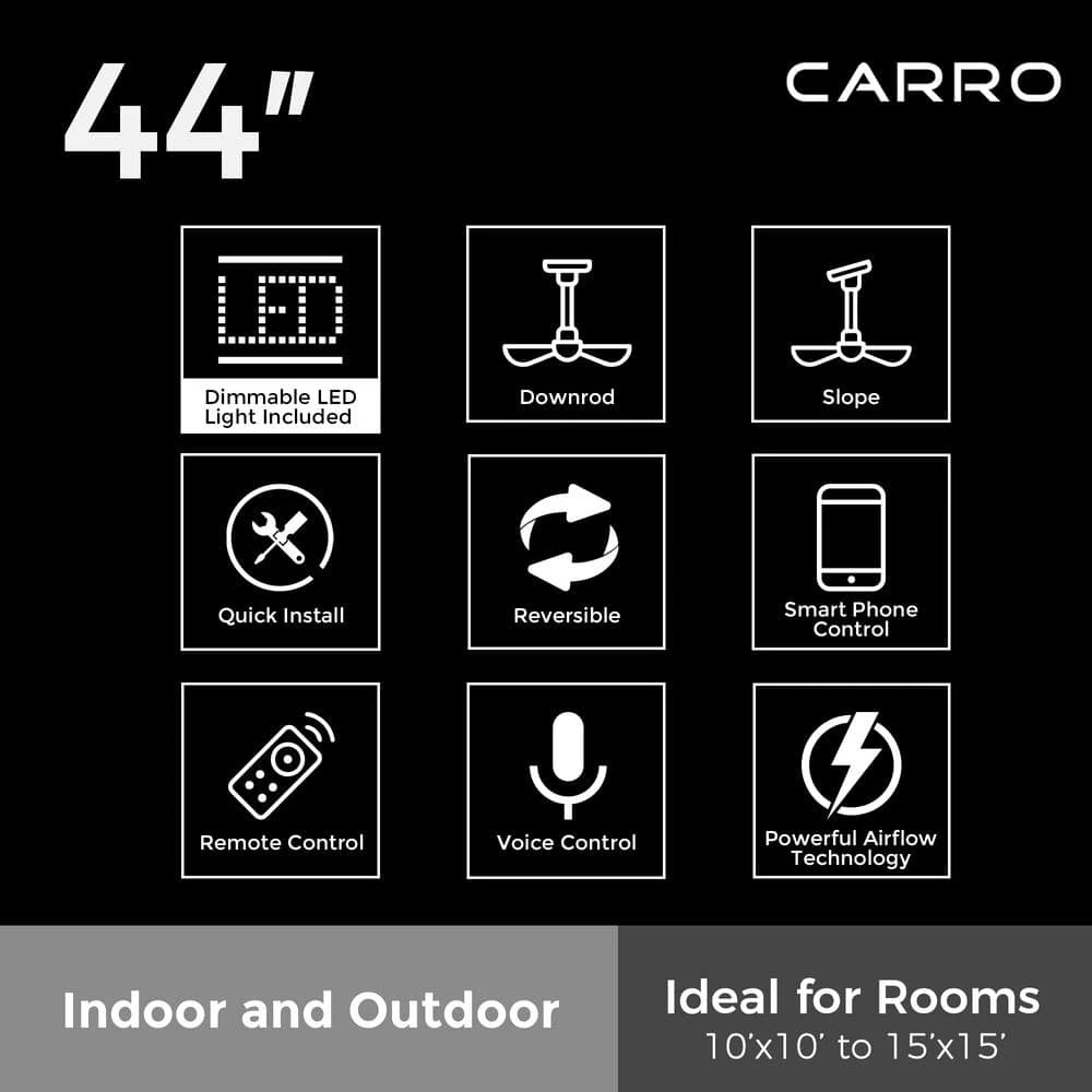 Triton 44 in. Dimmable LED Indoor/Outdoor White Smart Ceiling Fan with Light and Remote, Works with Alexa/Google Home by CARRO 6 Triton 44 in. Dimmable LED Indoor/Outdoor White Smart Ceiling Fan with Light and Remote, Works with Alexa/Google Home by CARRO - Image 4