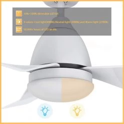 Triton 44 in. Dimmable LED Indoor/Outdoor White Smart Ceiling Fan with Light and Remote, Works with Alexa/Google Home by CARRO 19 Triton 44 in. Dimmable LED Indoor/Outdoor White Smart Ceiling Fan with Light and Remote, Works with Alexa/Google Home by CARRO -Decor Therapy Shop white carro ceiling fans with lights hs443n2 l12 w1 1 c3 1000