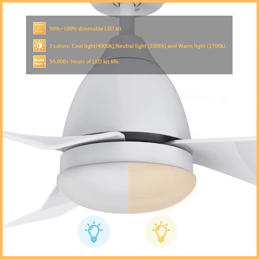 Triton 44 in. Dimmable LED Indoor/Outdoor White Smart Ceiling Fan with Light and Remote, Works with Alexa/Google Home by CARRO 8 Triton 44 in. Dimmable LED Indoor/Outdoor White Smart Ceiling Fan with Light and Remote, Works with Alexa/Google Home by CARRO - Image 6