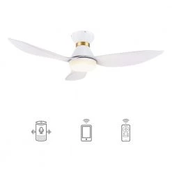Daisy 45 in. Integrated LED Indoor/Outdoor White Smart Ceiling Fan with Light and Remote, Works with Alexa/Google Home by CARRO