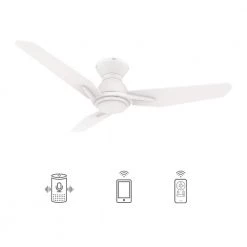 Tilbury 48 in. Integrated LED Indoor/Outdoor White Smart Ceiling Fan with Light and Remote, Works with Alexa/Google Home by CARRO