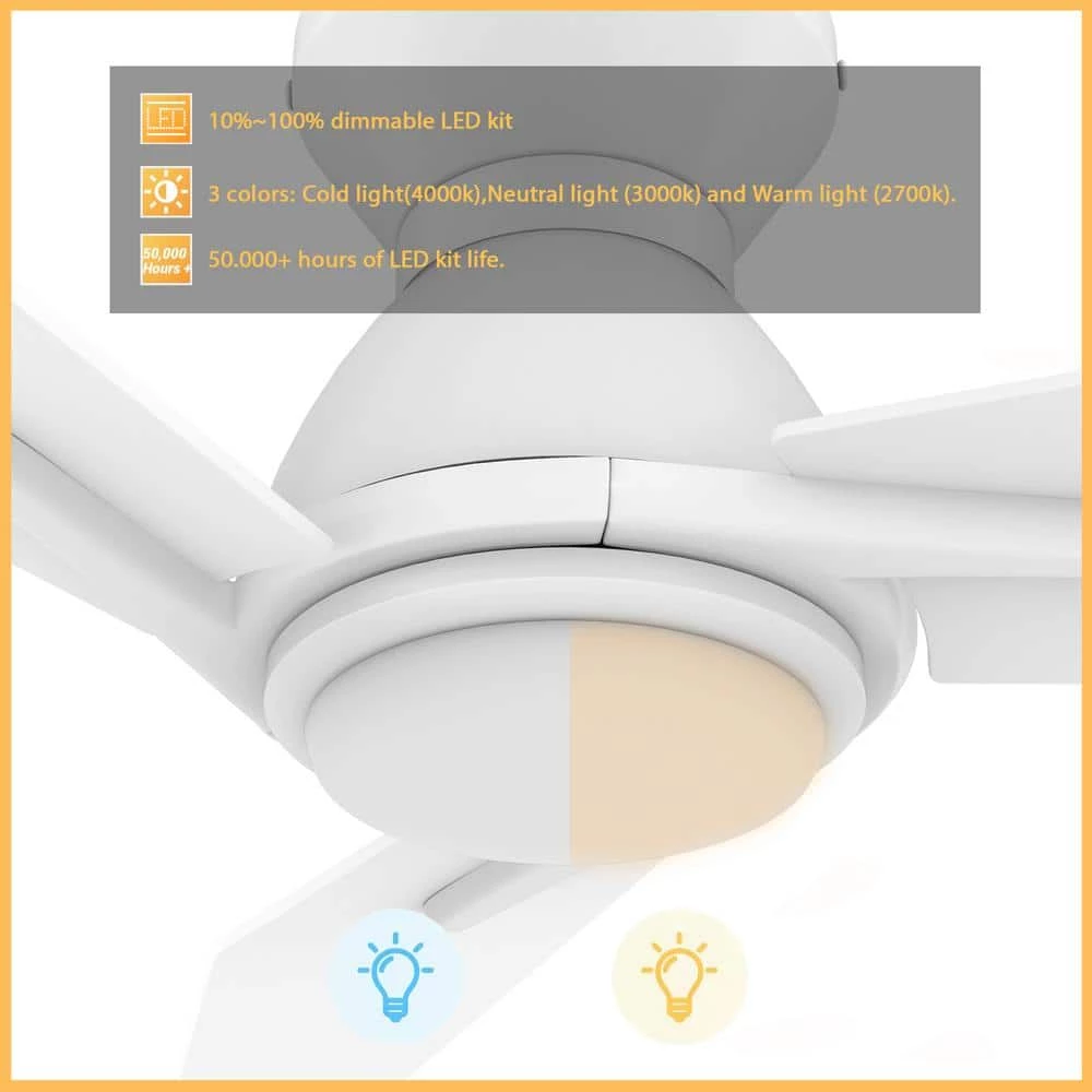 Tilbury 48 in. Integrated LED Indoor/Outdoor White Smart Ceiling Fan with Light and Remote, Works with Alexa/Google Home by CARRO 8 Tilbury 48 in. Integrated LED Indoor/Outdoor White Smart Ceiling Fan with Light and Remote, Works with Alexa/Google Home by CARRO - Image 6