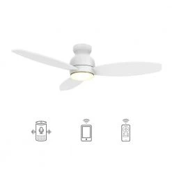 Trendsetter 48 in. Dimmable LED Indoor/Outdoor White Smart Ceiling Fan with Light and Remote, Works w/Alexa/Google Home by CARRO