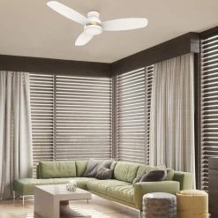 Biscay 48 in. Integrated LED Indoor/Outdoor White Smart Ceiling Fan with Light and Remote, Works with Alexa/Google Home by CARRO -Decor Therapy Shop white carro ceiling fans with lights hs483q5 l12 w1 1 fma 31 1000