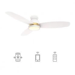 Biscay 48 in. Integrated LED Indoor/Outdoor White Smart Ceiling Fan with Light and Remote, Works with Alexa/Google Home by CARRO