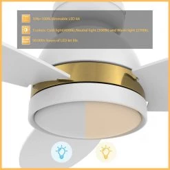 Biscay 48 in. Integrated LED Indoor/Outdoor White Smart Ceiling Fan with Light and Remote, Works with Alexa/Google Home by CARRO -Decor Therapy Shop white carro ceiling fans with lights hs483q5 l12 w1 1 fma c3 1000