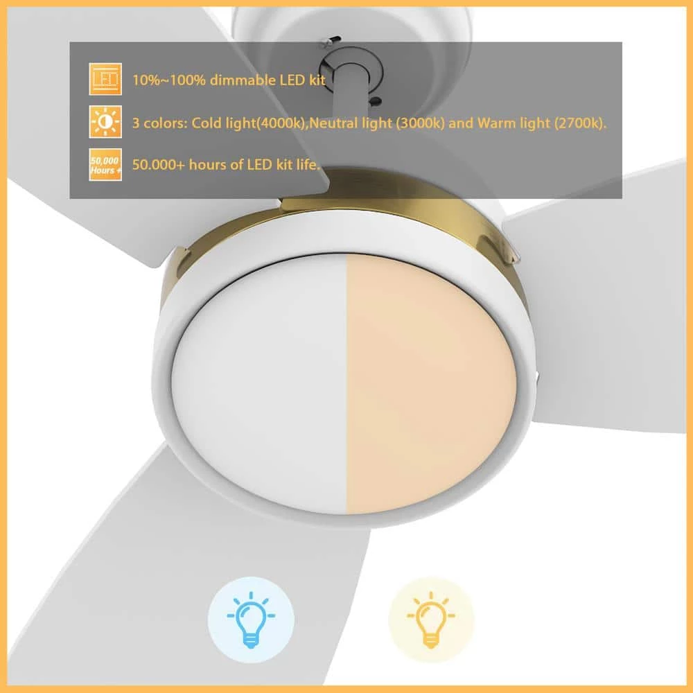 Biscay 48 in. Dimmable LED Indoor/Outdoor White Smart Ceiling Fan with Light and Remote, Works with Alexa/Google Home by CARRO 8 Biscay 48 in. Dimmable LED Indoor/Outdoor White Smart Ceiling Fan with Light and Remote, Works with Alexa/Google Home by CARRO - Image 6