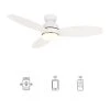 Bretton 48 in. Integrated LED Indoor/Outdoor White Smart Ceiling Fan with Light and Remote, Works with Alexa/Google Home by CARRO -Decor Therapy Shop white carro ceiling fans with lights hs483q6 l12 w1 1 fm 64 1000