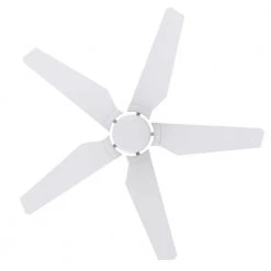 Voyager 48 in. Dimmable LED Indoor/Outdoor White Smart Ceiling Fan with Light and Remote, Works with Alexa/Google Home by CARRO -Decor Therapy Shop white carro ceiling fans with lights hs485b l22 w1 1 fm 1f 1000