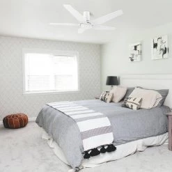 Voyager 48 in. Dimmable LED Indoor/Outdoor White Smart Ceiling Fan with Light and Remote, Works with Alexa/Google Home by CARRO -Decor Therapy Shop white carro ceiling fans with lights hs485b l22 w1 1 fm 31 1000