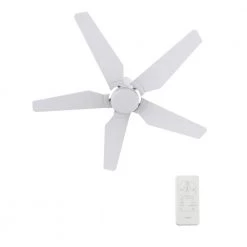 Voyager 48 in. Dimmable LED Indoor/Outdoor White Smart Ceiling Fan with Light and Remote, Works with Alexa/Google Home by CARRO -Decor Therapy Shop white carro ceiling fans with lights hs485b l22 w1 1 fm 44 1000