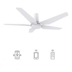Voyager 48 in. Dimmable LED Indoor/Outdoor White Smart Ceiling Fan with Light and Remote, Works with Alexa/Google Home by CARRO