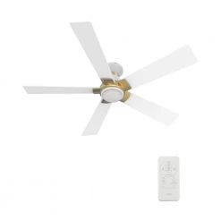 Aspen 48 in. Dimmable LED Indoor/Outdoor White Smart Ceiling Fan with Light and Remote, Works with Alexa/Google Home by CARRO -Decor Therapy Shop white carro ceiling fans with lights hs485j1 l11 w1 1g fm 1f 1000