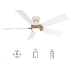 Aspen 48 in. Dimmable LED Indoor/Outdoor White Smart Ceiling Fan with Light and Remote, Works with Alexa/Google Home by CARRO