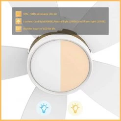 Levi 48 in. Dimmable LED Indoor/Outdoor White Smart Ceiling Fan with Light and Remote, Works with Alexa/Google Home by CARRO 19 Levi 48 in. Dimmable LED Indoor/Outdoor White Smart Ceiling Fan with Light and Remote, Works with Alexa/Google Home by CARRO -Decor Therapy Shop white carro ceiling fans with lights hs485q5 l12 w1 1 fma c3 1000