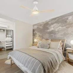 Antrim 52 in. Dimmable LED Indoor/Outdoor White Smart Ceiling Fan with Light and Remote, Works with Alexa/Google Home by CARRO -Decor Therapy Shop white carro ceiling fans with lights hs523a2 l12 wm1 1 31 1000