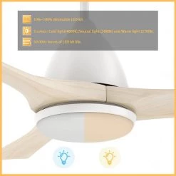 Antrim 52 in. Dimmable LED Indoor/Outdoor White Smart Ceiling Fan with Light and Remote, Works with Alexa/Google Home by CARRO -Decor Therapy Shop white carro ceiling fans with lights hs523a2 l12 wm1 1 c3 1000