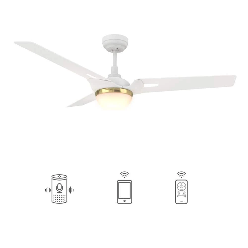 Clifden 52 in. Dimmable LED Indoor/Outdoor White Smart Ceiling Fan with Light and Remote, Works with Alexa/Google Home by CARRO 3 Clifden 52 in. Dimmable LED Indoor/Outdoor White Smart Ceiling Fan with Light and Remote, Works with Alexa/Google Home by CARRO
