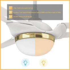 Clifden 52 in. Dimmable LED Indoor/Outdoor White Smart Ceiling Fan with Light and Remote, Works with Alexa/Google Home by CARRO 17 Clifden 52 in. Dimmable LED Indoor/Outdoor White Smart Ceiling Fan with Light and Remote, Works with Alexa/Google Home by CARRO -Decor Therapy Shop white carro ceiling fans with lights hs523a3 l12 w1 1a c3 1000