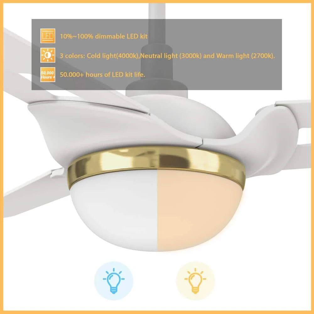 Clifden 52 in. Dimmable LED Indoor/Outdoor White Smart Ceiling Fan with Light and Remote, Works with Alexa/Google Home by CARRO 7 Clifden 52 in. Dimmable LED Indoor/Outdoor White Smart Ceiling Fan with Light and Remote, Works with Alexa/Google Home by CARRO - Image 5