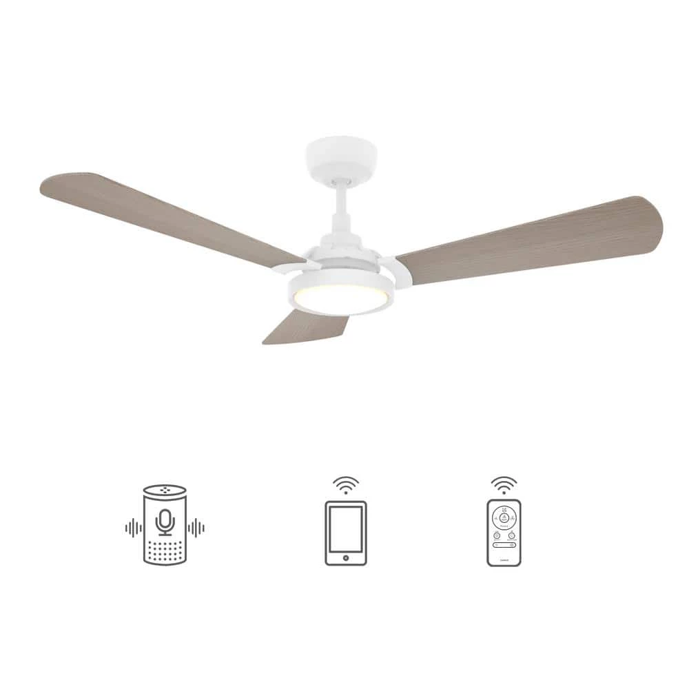 Veter 52 in. Dimmable LED Indoor/Outdoor White Smart Ceiling Fan with Light and Remote, Works with Alexa/Google Home by CARRO 3 Veter 52 in. Dimmable LED Indoor/Outdoor White Smart Ceiling Fan with Light and Remote, Works with Alexa/Google Home by CARRO