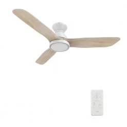 Antrim 52 in. Dimmable LED Indoor/Outdoor White Smart Ceiling Fan with Light and Remote, Works with Alexa/Google Home by CARRO -Decor Therapy Shop white carro ceiling fans with lights hs523f3 l12 wm1 1 fm 44 1000
