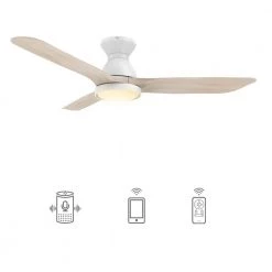 Antrim 52 in. Dimmable LED Indoor/Outdoor White Smart Ceiling Fan with Light and Remote, Works with Alexa/Google Home by CARRO