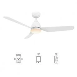 Triton 52 in. Dimmable LED Indoor/Outdoor White Smart Ceiling Fan with Light and Remote, Works with Alexa/Google Home by CARRO