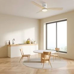 Striver 52 in. Integrated LED Indoor/Outdoor White Smart Ceiling Fan with Light and Remote, Works with Alexa/Google Home by CARRO -Decor Therapy Shop white carro ceiling fans with lights hs523p l22 wq 1 fm 77 1000