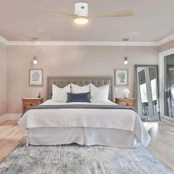 Striver 52 in. Dimmable LED Indoor/Outdoor White Smart Ceiling Fan, Light and Remote, Works with Alexa/Google Home/Siri by CARRO -Decor Therapy Shop white carro ceiling fans with lights hs523p l22 wr 1 fm 31 1000