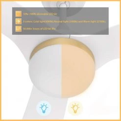 Striver 52 in. Integrated LED Indoor/Outdoor White Smart Ceiling Fan with Light and Remote, Works with Alexa/Google Home by CARRO -Decor Therapy Shop white carro ceiling fans with lights hs523p2 l22 w1 1 1f 1000