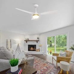 Striver 52 in. Integrated LED Indoor/Outdoor White Smart Ceiling Fan with Light and Remote, Works with Alexa/Google Home by CARRO -Decor Therapy Shop white carro ceiling fans with lights hs523p2 l22 w1 1 31 1000