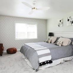 Fayette 52 in. Integrated LED Indoor/Outdoor White Smart Ceiling Fan with Light and Remote, Works with Alexa/Google Home by CARRO -Decor Therapy Shop white carro ceiling fans with lights hs523q7 l12 w1 1 fma 31 1000