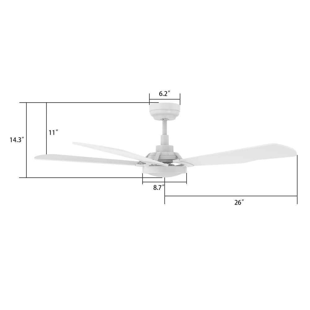Wilkes 52 in. Dimmable LED Indoor/Outdoor White Smart Ceiling Fan with Light and Remote, Works with Alexa/Google Home by CARRO 10 Wilkes 52 in. Dimmable LED Indoor/Outdoor White Smart Ceiling Fan with Light and Remote, Works with Alexa/Google Home by CARRO - Image 8