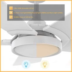 Wilkes 52 in. Dimmable LED Indoor/Outdoor White Smart Ceiling Fan with Light and Remote, Works with Alexa/Google Home by CARRO 17 Wilkes 52 in. Dimmable LED Indoor/Outdoor White Smart Ceiling Fan with Light and Remote, Works with Alexa/Google Home by CARRO -Decor Therapy Shop white carro ceiling fans with lights hs525b3 l22 w1 1 c3 1000
