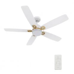 Havre 52 in. Integrated LED Indoor/Outdoor White Smart Ceiling Fan with Light and Remote, Works with Alexa/Google Home by CARRO -Decor Therapy Shop white carro ceiling fans with lights hs525b4 l12 w1 1g 44 1000